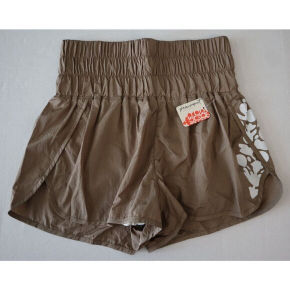 FP Movement OB1363392 Women Sz M Mushroom/Brown The Way Home Logo Running Shorts - Picture 1 of 8
